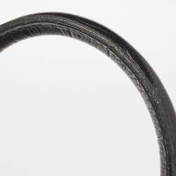 Pre Owned Emporio Armani Black Croc Embossed Leather Top Zip Satchel