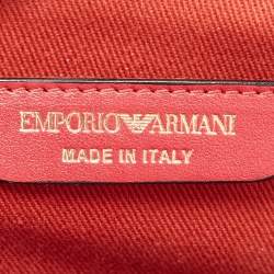 Pre Owned Emporio Armani Red Croc Embossed Patent Leather Crossbody Bag