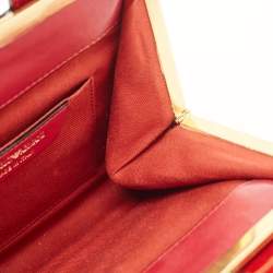 Pre Owned Emporio Armani Red Croc Embossed Patent Leather Crossbody Bag