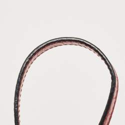 Pre Owned Emporio Armani Red Croc Embossed Patent Leather Crossbody Bag