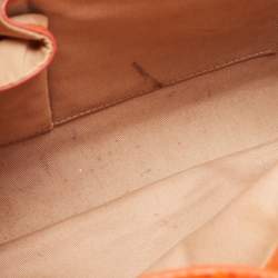 Pre Owned Emporio Armani Orange Croc Embossed Leather New Beverly Tote