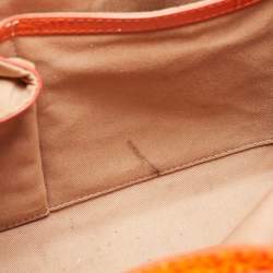 Pre Owned Emporio Armani Orange Croc Embossed Leather New Beverly Tote