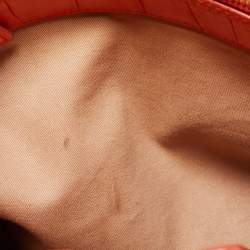 Pre Owned Emporio Armani Orange Croc Embossed Leather New Beverly Tote