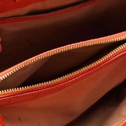 Pre Owned Emporio Armani Orange Croc Embossed Leather New Beverly Tote