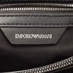 Pre Owned Emporio Armani Black Quilted Leather Push Lock Flap Tote