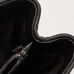 Pre Owned Emporio Armani Black Quilted Leather Push Lock Flap Tote