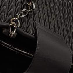 Pre Owned Emporio Armani Black Quilted Leather Push Lock Flap Tote