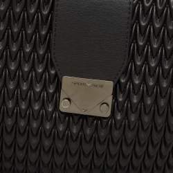 Pre Owned Emporio Armani Black Quilted Leather Push Lock Flap Tote