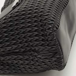 Pre Owned Emporio Armani Black Quilted Leather Push Lock Flap Tote