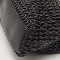 Pre Owned Emporio Armani Black Quilted Leather Push Lock Flap Tote