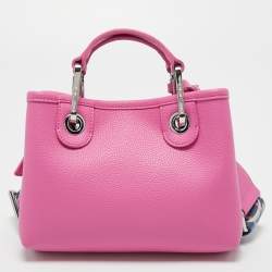Pre Owned Emporio Armani Pink/Blue Leather Small MyEA Tote