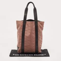 Emporio Armani Old Rose/Dark Brown Logo Print Canvas And Leather Tote