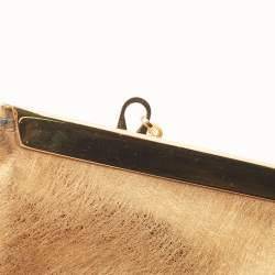 Pre Owned Emporio Armani Gold Laminated Leather Chain Clutch