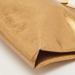 Pre Owned Emporio Armani Gold Laminated Leather Chain Clutch