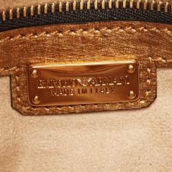 Pre Owned Emporio Armani Gold Laminated Leather Chain Clutch