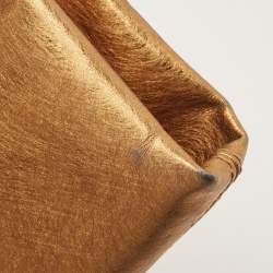 Pre Owned Emporio Armani Gold Laminated Leather Chain Clutch