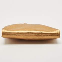 Pre Owned Emporio Armani Gold Laminated Leather Chain Clutch