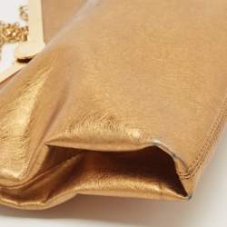 Pre Owned Emporio Armani Gold Laminated Leather Chain Clutch