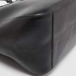 Pre Owned Emporio Armani Black Leather Shopper Tote