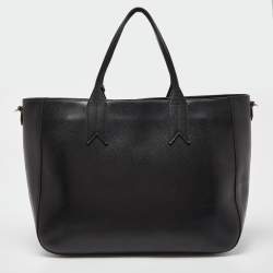 Pre Owned Emporio Armani Black Leather Shopper Tote