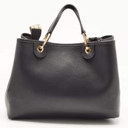 Pre Owned Emporio Armani Black Leather MyEA Tote