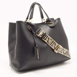 Pre Owned Emporio Armani Black Leather MyEA Tote