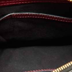 Pre Owned Emporio Armani Red Croc Embossed Leather Zip Satchel