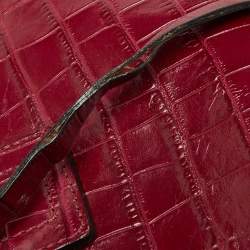Pre Owned Emporio Armani Red Croc Embossed Leather Zip Satchel