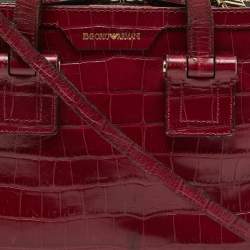 Pre Owned Emporio Armani Red Croc Embossed Leather Zip Satchel