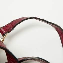 Pre Owned Emporio Armani Red Croc Embossed Leather Zip Satchel