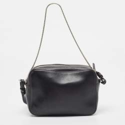 Pre Owned Emporio Armani Black Leather Camera Bag