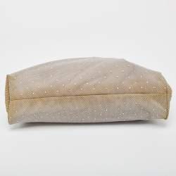 Pre Owned Emporio Armani Grey/Beige Mesh and Patent Leather Crystal Embellished Clutch