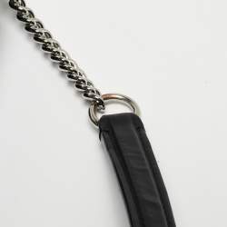 Pre Owned Emporio Armani Black Textured Faux Leather Chain Hobo
