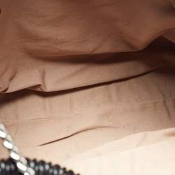 Pre Owned Emporio Armani Black Textured Faux Leather Chain Hobo