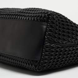 Pre Owned Emporio Armani Black Textured Faux Leather Chain Hobo