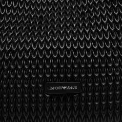 Pre Owned Emporio Armani Black Textured Faux Leather Chain Hobo