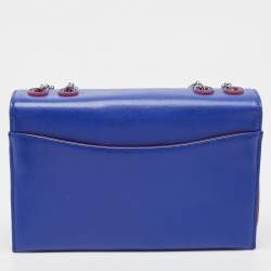 Pre Owned Emporio Armani Blue/Red Leather Flap Chain Shoulder Bag