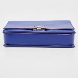 Pre Owned Emporio Armani Blue/Red Leather Flap Chain Shoulder Bag