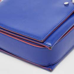 Pre Owned Emporio Armani Blue/Red Leather Flap Chain Shoulder Bag