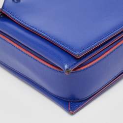 Pre Owned Emporio Armani Blue/Red Leather Flap Chain Shoulder Bag