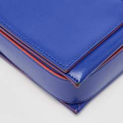 Pre Owned Emporio Armani Blue/Red Leather Flap Chain Shoulder Bag