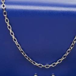 Pre Owned Emporio Armani Blue/Red Leather Flap Chain Shoulder Bag