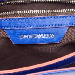 Pre Owned Emporio Armani Blue/Red Leather Flap Chain Shoulder Bag