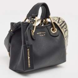 Pre Owned Emporio Armani Black Leather Small MyEA Tote