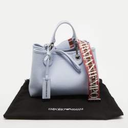 Pre Owned Emporio Armani Lavender Leather Small MyEA Shopper Tote