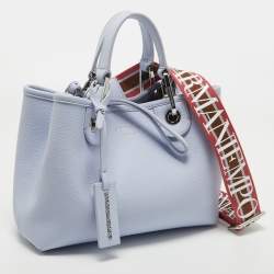 Pre Owned Emporio Armani Lavender Leather Small MyEA Shopper Tote
