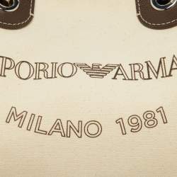 Pre Owned Emporio Armani Beige/Brown Leather Myea Tote