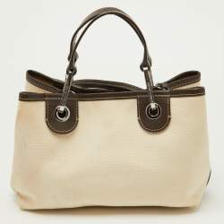 Pre Owned Emporio Armani Beige/Brown Leather Myea Tote