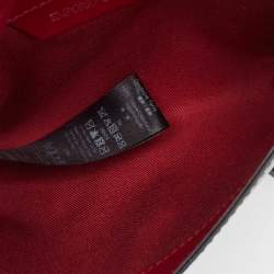 Pre Owned Emporio Armani Black/Red Leather Buckle Flap Crossbody Bag