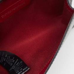 Pre Owned Emporio Armani Black/Red Leather Buckle Flap Crossbody Bag